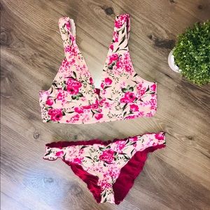 Floral pink bikini